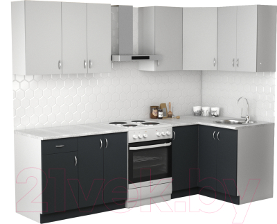 Готовая кухня S-Company Клео лайт 1.2x2.0 правая (антрацит/стальной серый)