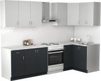 Кухонный гарнитур S-Company Клео лайт 1.2x2.2 правая (антрацит/стальной серый) - 