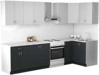 Готовая кухня S-Company Клео лайт 1.2x2.4 правая (антрацит/стальной серый) - 