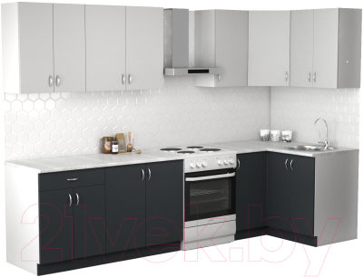 Готовая кухня S-Company Клео лайт 1.2x2.4 правая (антрацит/стальной серый)
