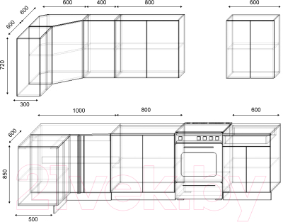 Кухонный гарнитур S-Company Клео лайт 1.2x2.4 правая (черный/песочный)