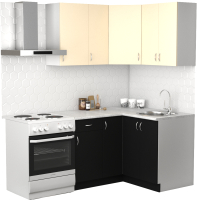 Кухонный гарнитур S-Company Клео лайт 1.2x1.3 правая (черный/песочный) - 