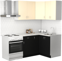 Кухонный гарнитур S-Company Клео лайт 1.2x1.4 правая (черный/песочный) - 