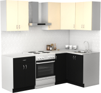 Кухонный гарнитур S-Company Клео лайт 1.2x1.6 правая (черный/песочный) - 