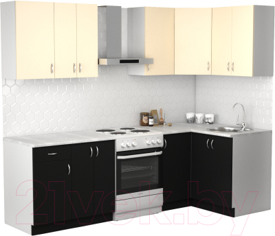Кухонный гарнитур S-Company Клео лайт 1.2x1.9 правая (черный/песочный)
