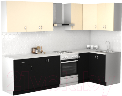Кухонный гарнитур S-Company Клео лайт 1.2x2.3 правая (черный/песочный)