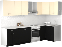 Готовая кухня S-Company Клео лайт 1.2x2.4 правая (черный/песочный) - 