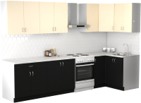 Готовая кухня S-Company Клео лайт 1.2x2.6 правая (черный/песочный) - 