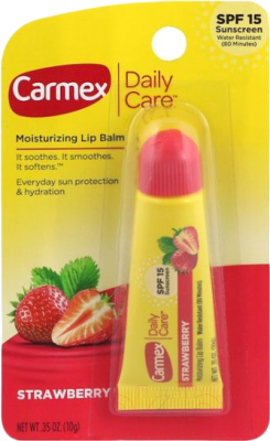 Бальзам для губ Carmex Strawberry солнцезащитный увлажняющий SPF15 (10г)