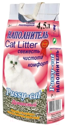 Наполнитель для туалета Pussy-cat Древесный (4.5л)