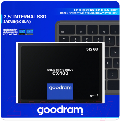 SSD диск Goodram CX400 Gen. 2 512GB (SSDPR-CX400-512-G2)