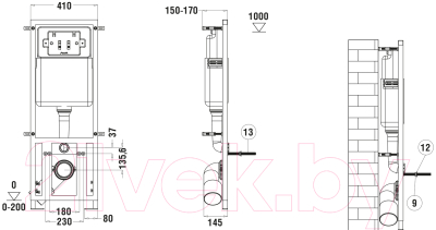 Унитаз подвесной с инсталляцией WeltWasser Merzbach 004 GL-WT + Marberg 410 SE