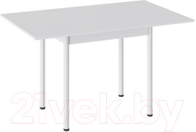 Обеденный стол ТриЯ Родос тип 2 с опорой (белый муар/белый)