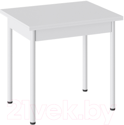 Обеденный стол ТриЯ Родос тип 2 с опорой (белый муар/белый)