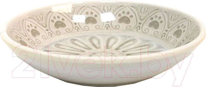 Миска для животных Tarhong Medallion Paw / TCT3052CSMPC (бежевый с лапками)
