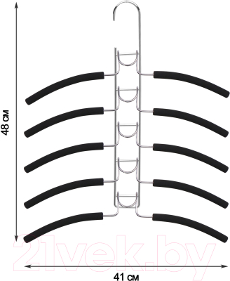 Металлическая вешалка-плечики ВешалкиБел М007-1 на 5 плечиков (1шт, черный)