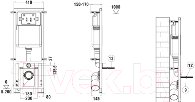 Унитаз подвесной с инсталляцией WeltWasser Baarbach 004 GL-WT + Marberg 410 SE