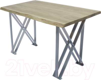 Обеденный стол Buro7 Призма с обзолом 110x80x76 (дуб беленый/серебристый)