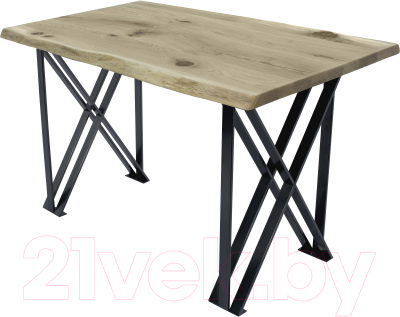 Обеденный стол Buro7 Призма с обзолом и сучками 110x80x76 (дуб беленый/черный)