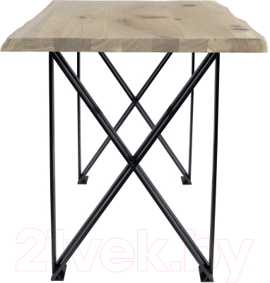 Обеденный стол Buro7 Призма с обзолом и сучками 110x80x76 (дуб беленый/черный)