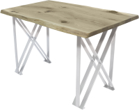 Обеденный стол Buro7 Призма с обзолом и сучками 110x80x76 (дуб беленый/белый) - 