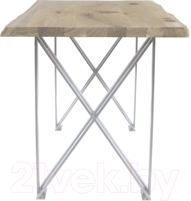 Обеденный стол Buro7 Призма с обзолом и сучками 110x80x76 (дуб беленый/белый)