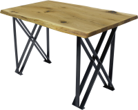 Обеденный стол Buro7 Призма с обзолом и сучками 110x80x76 (дуб натуральный/черный) - 