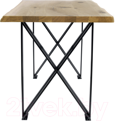 Обеденный стол Buro7 Призма с обзолом и сучками 110x80x76 (дуб натуральный/черный)