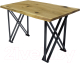 Обеденный стол Buro7 Призма с обзолом и сучками 110x80x76 (дуб натуральный/черный) - 