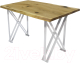 Обеденный стол Buro7 Призма с обзолом и сучками 110x80x76 (дуб натуральный/белый) - 