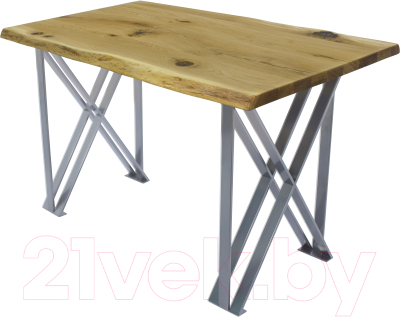Обеденный стол Buro7 Призма с обзолом и сучками 110x80x76 (дуб натуральный/серебристый)