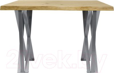 Обеденный стол Buro7 Призма с обзолом и сучками 110x80x76 (дуб натуральный/серебристый)
