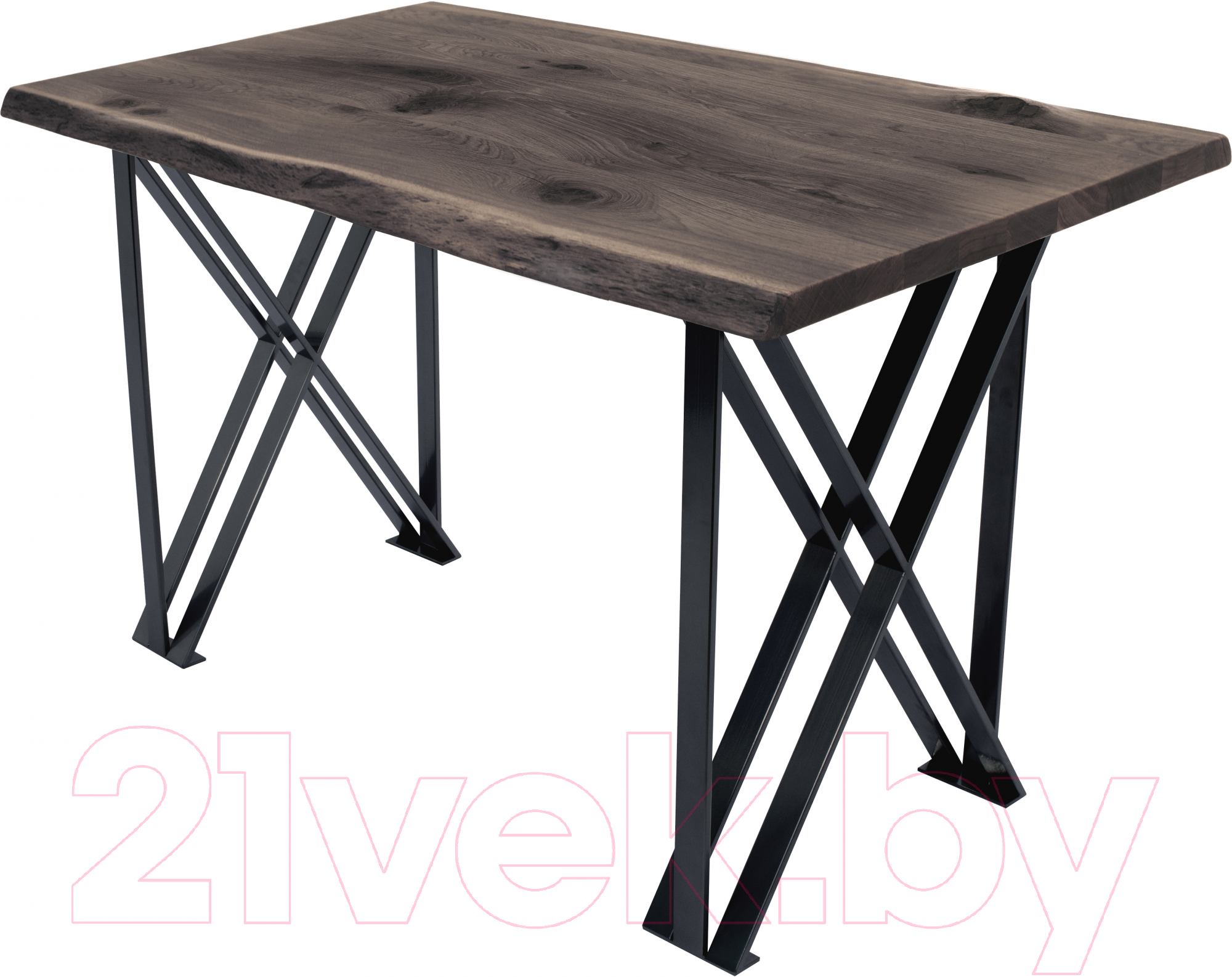 Обеденный стол Buro7 Призма с обзолом и сучками 110x80x76 (дуб мореный/черный)