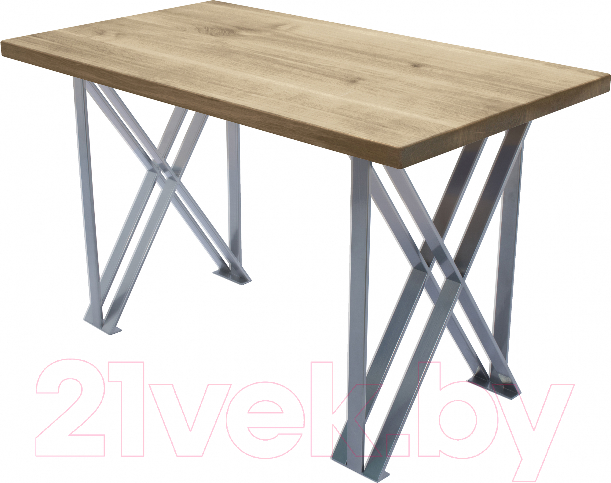 Обеденный стол Buro7 Призма Классика 120x80x76 (дуб беленый/серебристый)