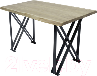 Обеденный стол Buro7 Призма с обзолом 120x80x76 (дуб беленый/черный)