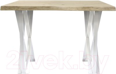 Обеденный стол Buro7 Призма с обзолом и сучками 120x80x76 (дуб беленый/белый)