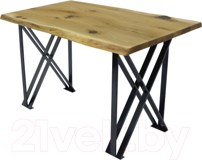 Обеденный стол Buro7 Призма с обзолом и сучками 120x80x76 (дуб натуральный/черный)