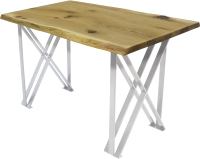 Обеденный стол Buro7 Призма с обзолом и сучками 120x80x76 (дуб натуральный/белый) - 