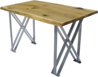 Обеденный стол Buro7 Призма с обзолом и сучками 120x80x76 (дуб натуральный/серебристый) - 
