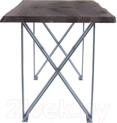 Обеденный стол Buro7 Призма с обзолом и сучками 120x80x76 (дуб мореный/серебристый)