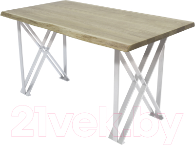 Обеденный стол Buro7 Призма с обзолом 150x80x76 (дуб беленый/белый)