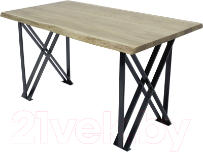 Обеденный стол Buro7 Призма с обзолом 150x80x76 (дуб беленый/черный)