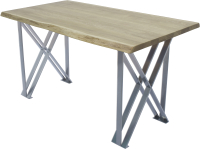 Обеденный стол Buro7 Призма с обзолом 150x80x76 (дуб беленый/серебристый) - 