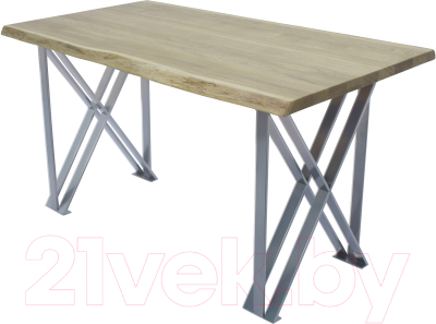Обеденный стол Buro7 Призма с обзолом 150x80x76 (дуб беленый/серебристый)