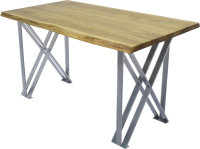 Обеденный стол Buro7 Призма с обзолом 150x80x76 (дуб натуральный/серебристый) - 