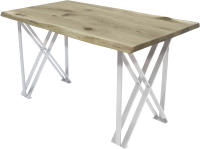 Обеденный стол Buro7 Призма с обзолом и сучками 150x80x76 (дуб беленый/белый) - 