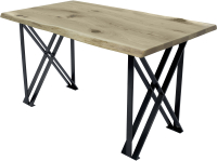 Обеденный стол Buro7 Призма с обзолом и сучками 150x80x76 (дуб беленый/черный) - 