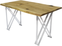 Обеденный стол Buro7 Призма с обзолом и сучками 150x80x76 (дуб натуральный/белый) - 