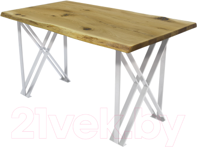 Обеденный стол Buro7 Призма с обзолом и сучками 150x80x76 (дуб натуральный/белый)