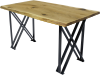 Обеденный стол Buro7 Призма с обзолом и сучками 150x80x76 (дуб натуральный/черный) - 